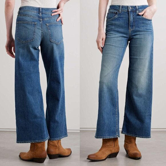 Nili Lotan Marlene Blue Classic Wash Mid Rise Wide Leg Japanese Denim Jeans 29‎ - Picture 1 of 11